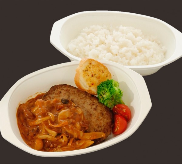 きのこのクリームソースハンバーグ ライス